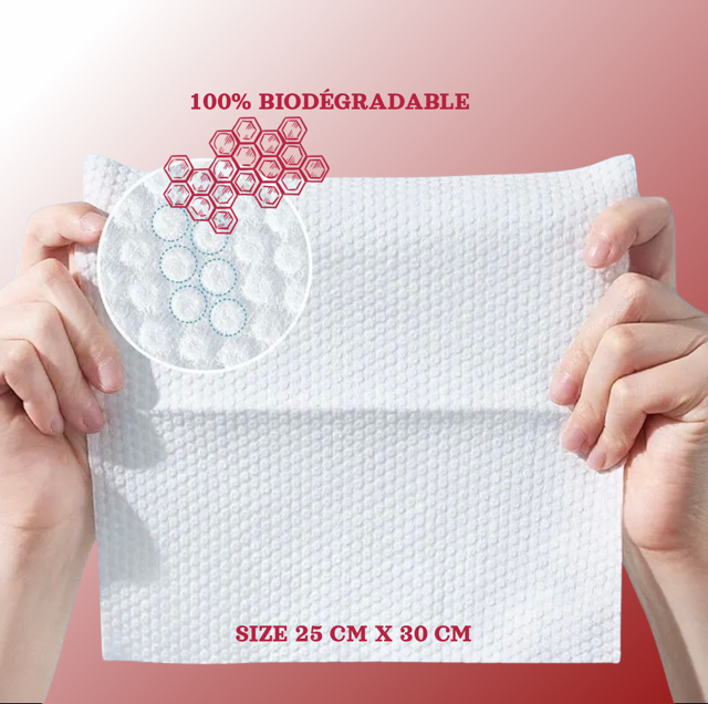 MEDA'SKIN serviettes jetables pour visage, pour peau sensible, Ultra-douces, Biodégradables