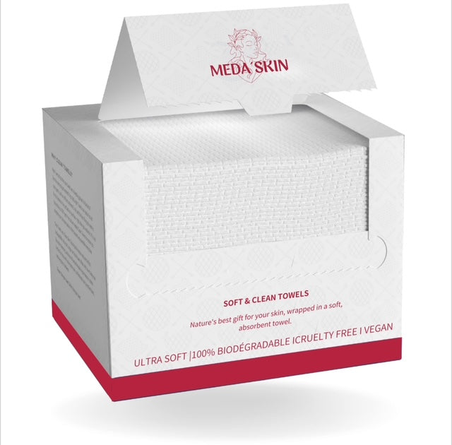 MEDA'SKIN serviettes jetables pour visage, pour peau sensible, Ultra-douces, Biodégradables