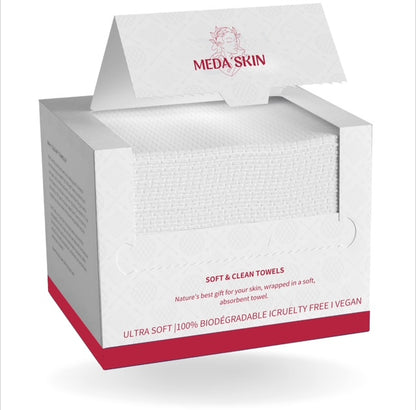 MEDA'SKIN serviettes jetables pour visage, pour peau sensible, Ultra-douces, Biodégradables